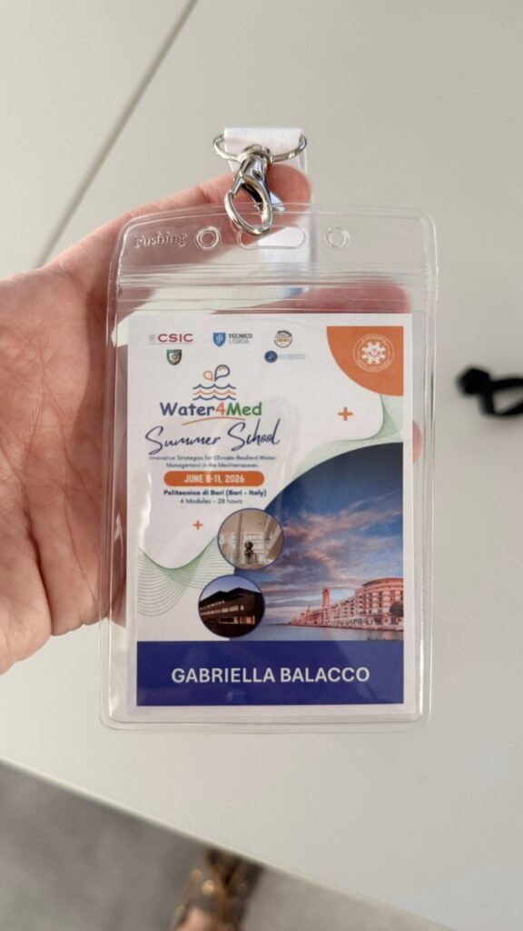 🌊 We are ready for the WATER4MED Summer School in Bari, Italy, hosted by Politecnico di Bari – DICATECh from 7–12 June 2026.